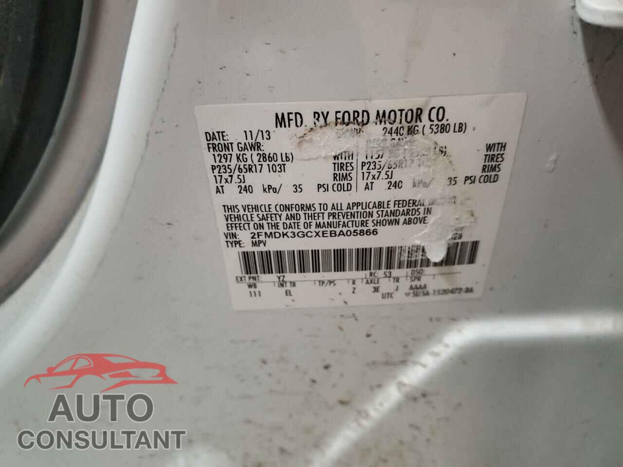 FORD EDGE 2014 - 2FMDK3GCXEBA05866
