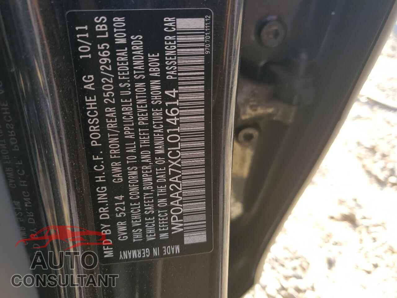 PORSCHE PANAMERA 2012 - WP0AA2A7XCL014614