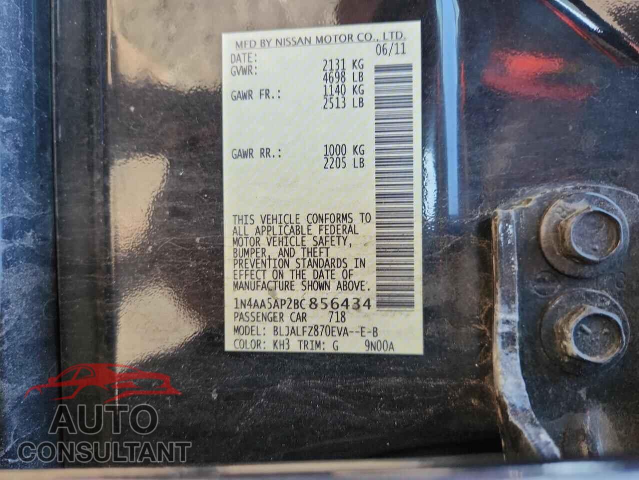 NISSAN MAXIMA 2011 - 1N4AA5AP2BC856434