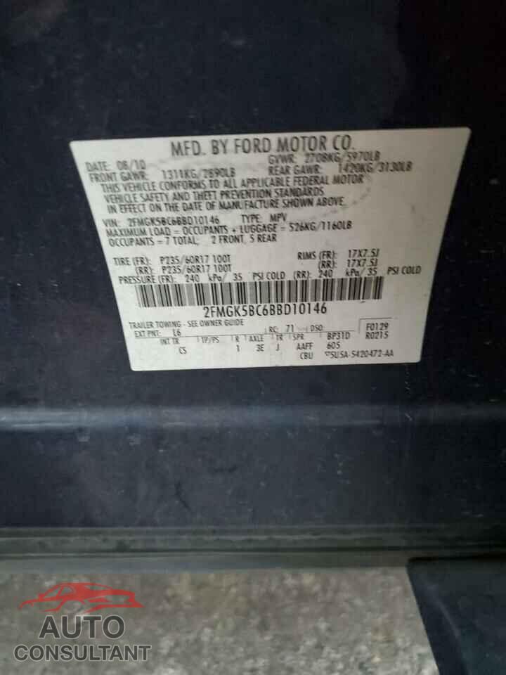 FORD FLEX 2011 - 2FMGK5BC6BBD10146