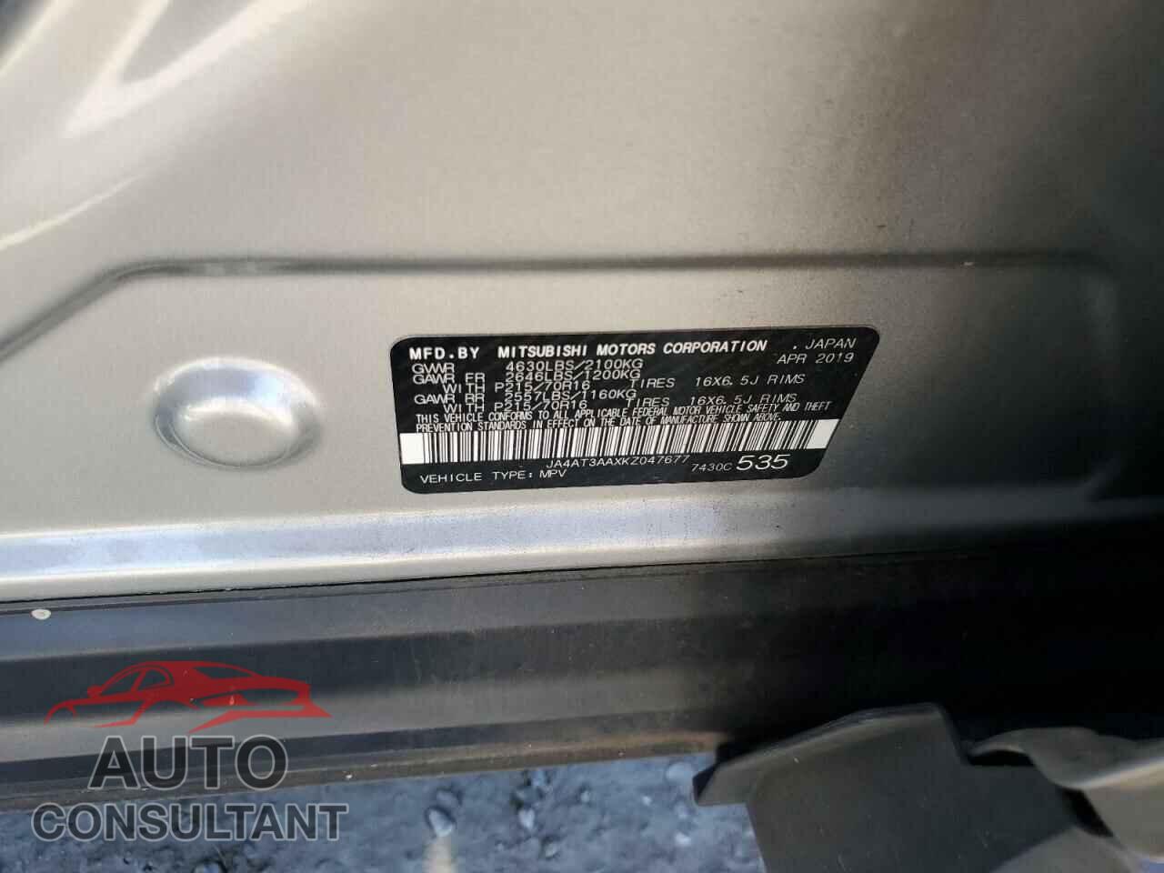MITSUBISHI ECLIPSE 2019 - JA4AT3AAXKZ047677