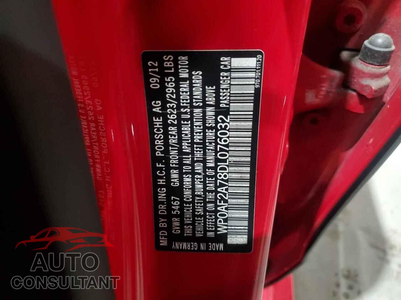 PORSCHE PANAMERA 2013 - WP0AF2A78DL076032