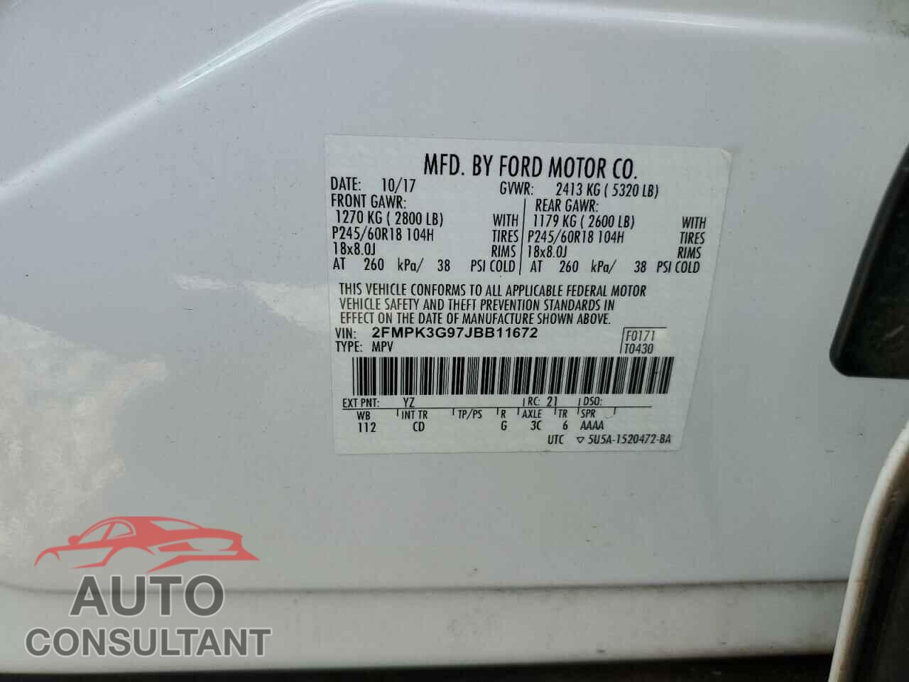 FORD EDGE 2018 - 2FMPK3G97JBB11672