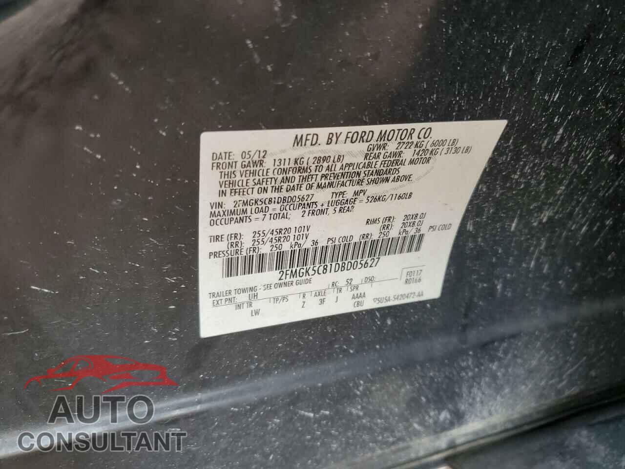 FORD FLEX 2013 - 2FMGK5C81DBD05627
