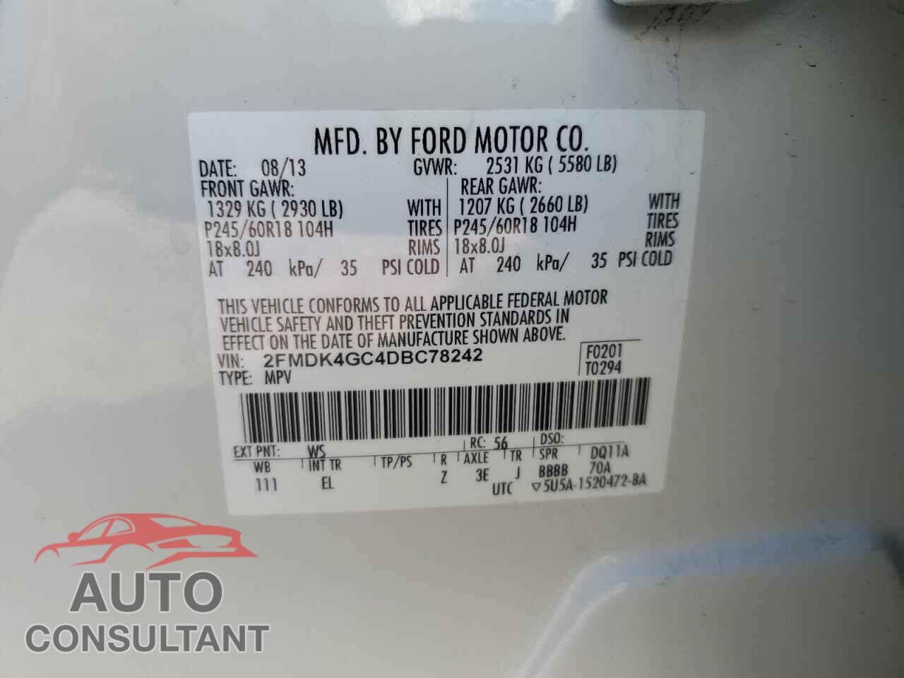 FORD EDGE 2013 - 2FMDK4GC4DBC78242