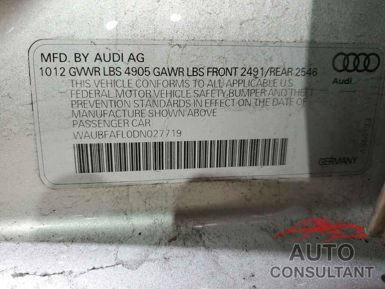 AUDI A4 2013 - WAUBFAFL0DN027719