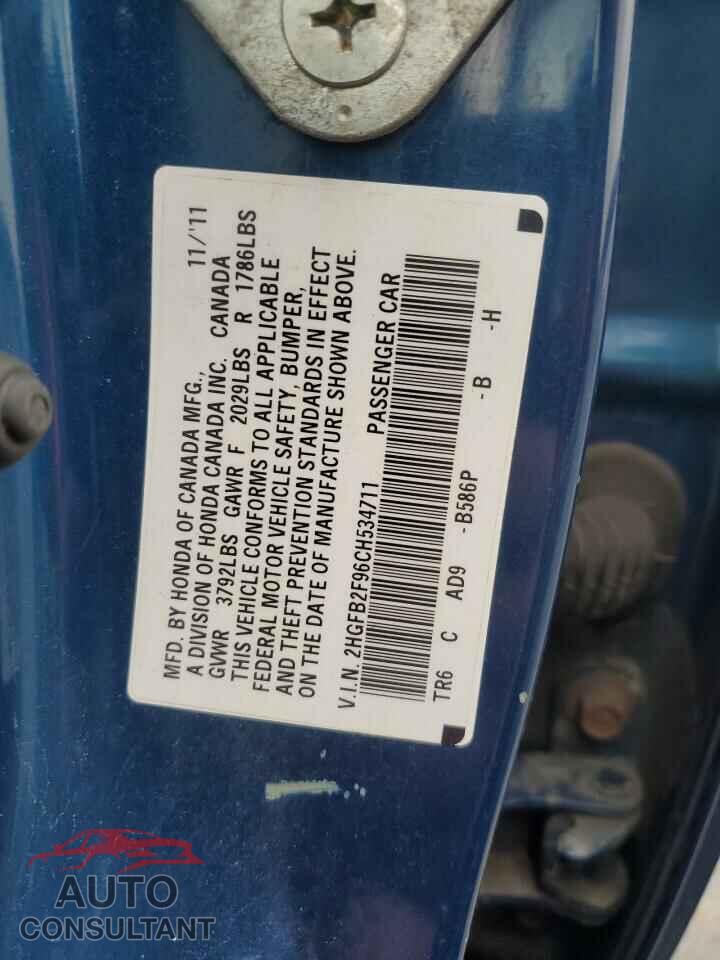 HONDA CIVIC 2012 - 2HGFB2F96CH534711