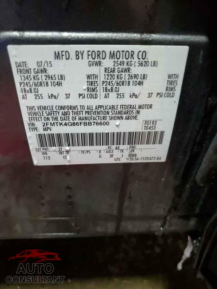 FORD EDGE 2015 - 2FMTK4G86FBB76600