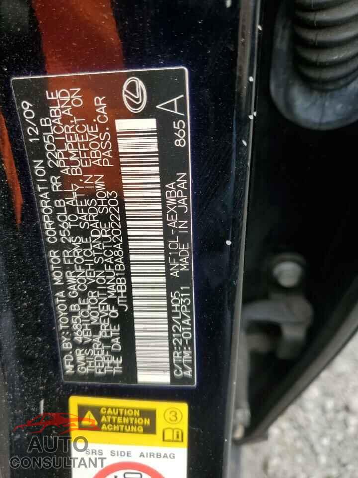 LEXUS HS 2010 - JTHBB1BA8A2022203