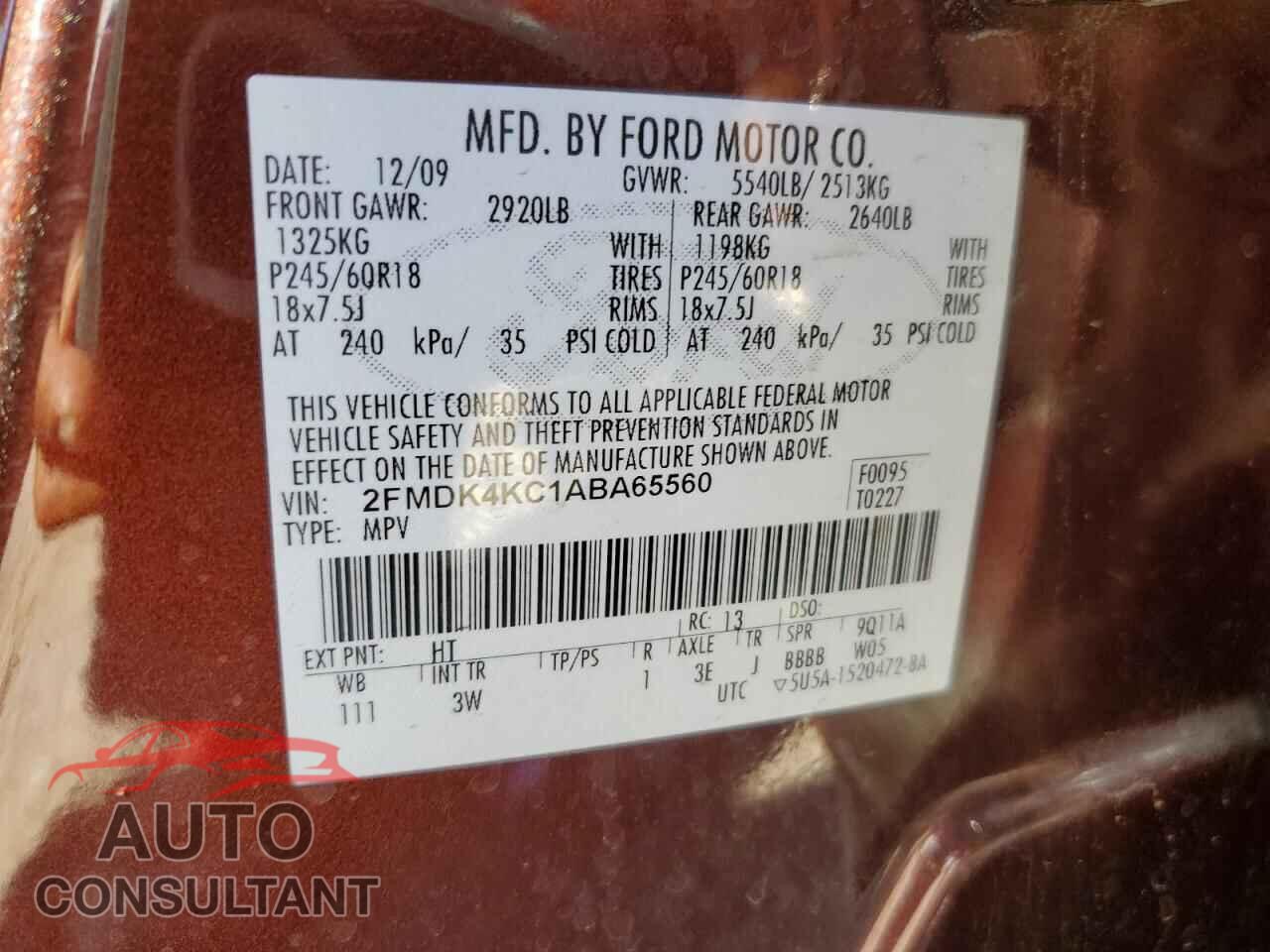 FORD EDGE 2010 - 2FMDK4KC1ABA65560
