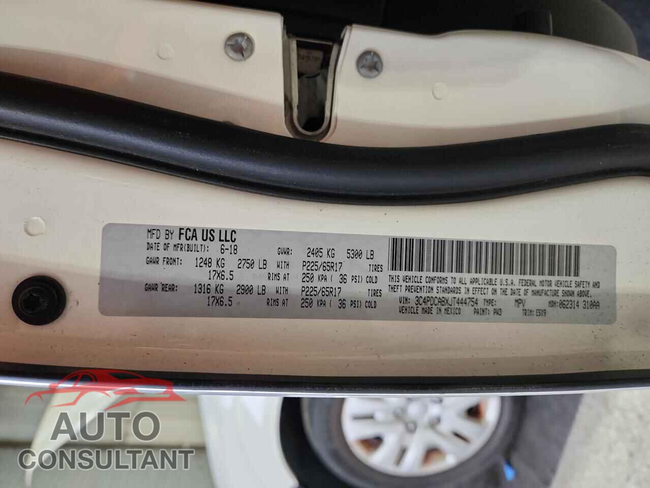 DODGE JOURNEY 2018 - 3C4PDCABXJT444754
