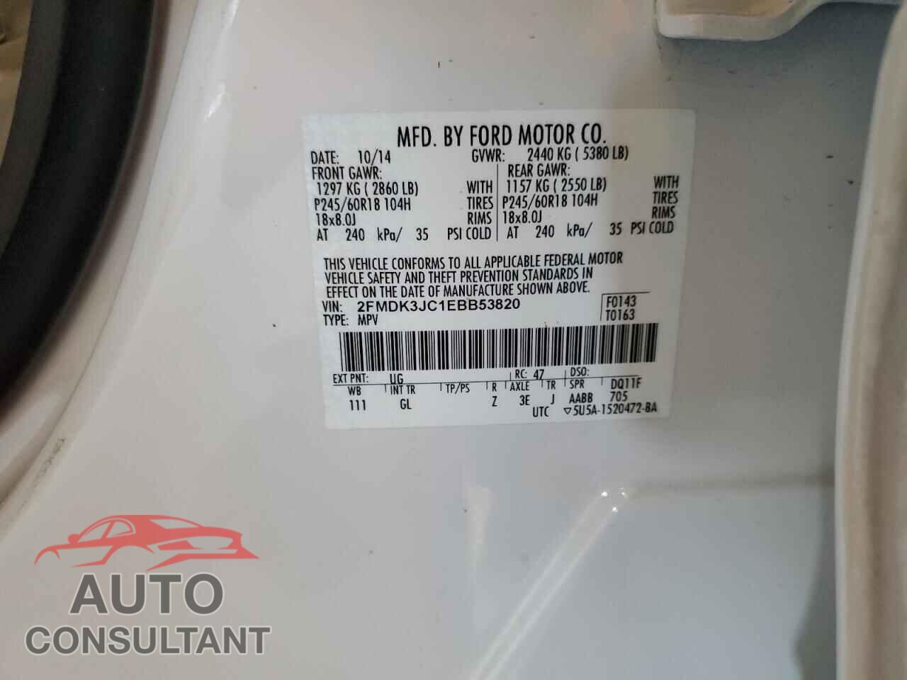 FORD EDGE 2014 - 2FMDK3JC1EBB53820