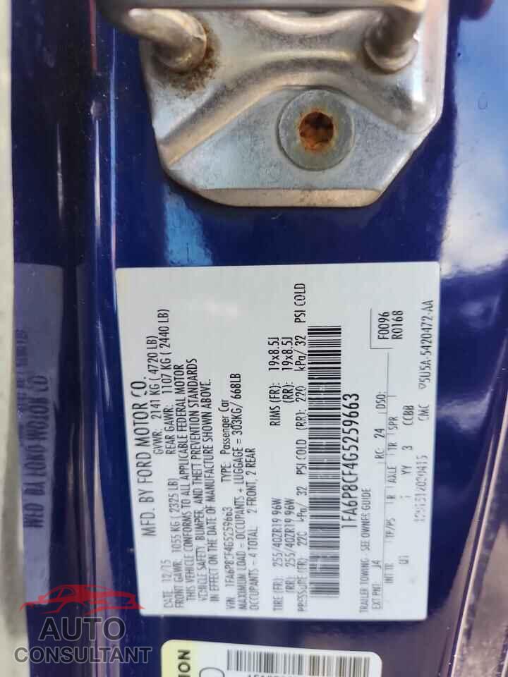 FORD MUSTANG 2016 - 1FA6P8CF4G5259663