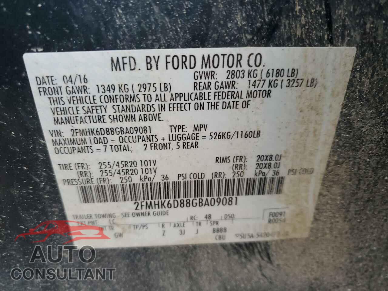 FORD FLEX 2016 - 2FMHK6D88GBA09081