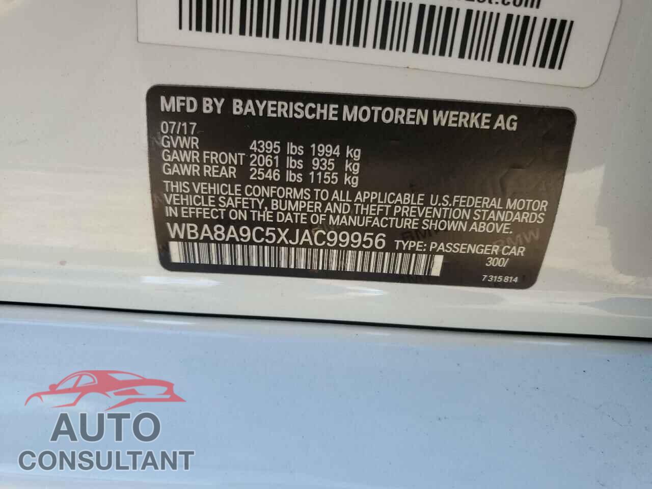 BMW 3 SERIES 2018 - WBA8A9C5XJAC99956