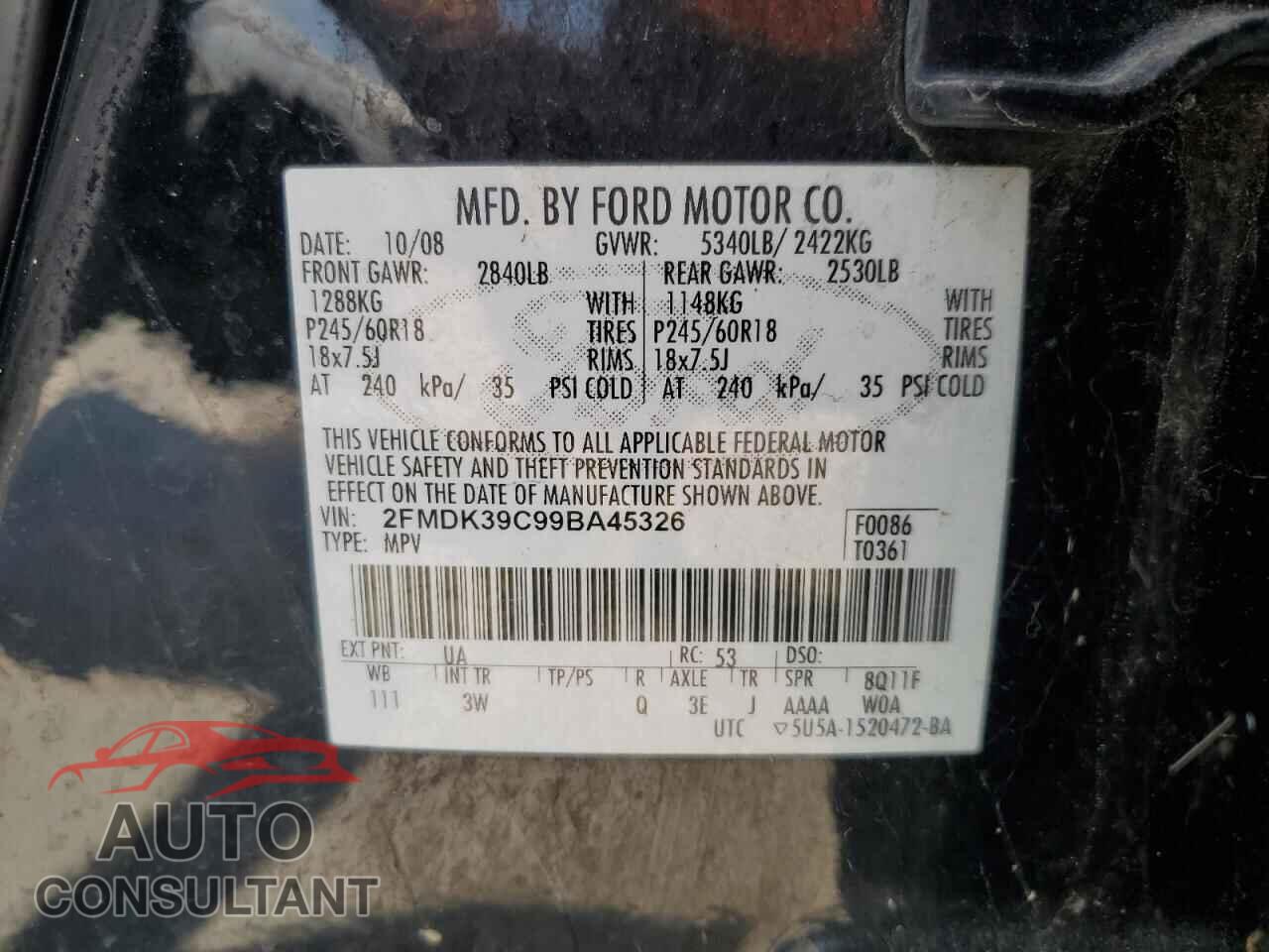 FORD EDGE 2009 - 2FMDK39C99BA45326