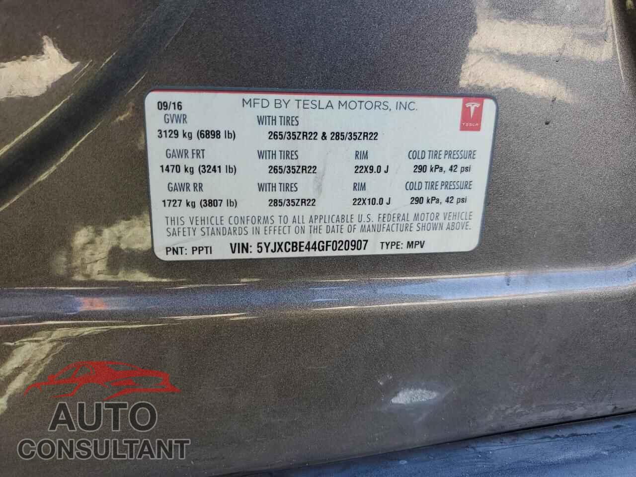 TESLA MODEL X 2016 - 5YJXCBE44GF020907