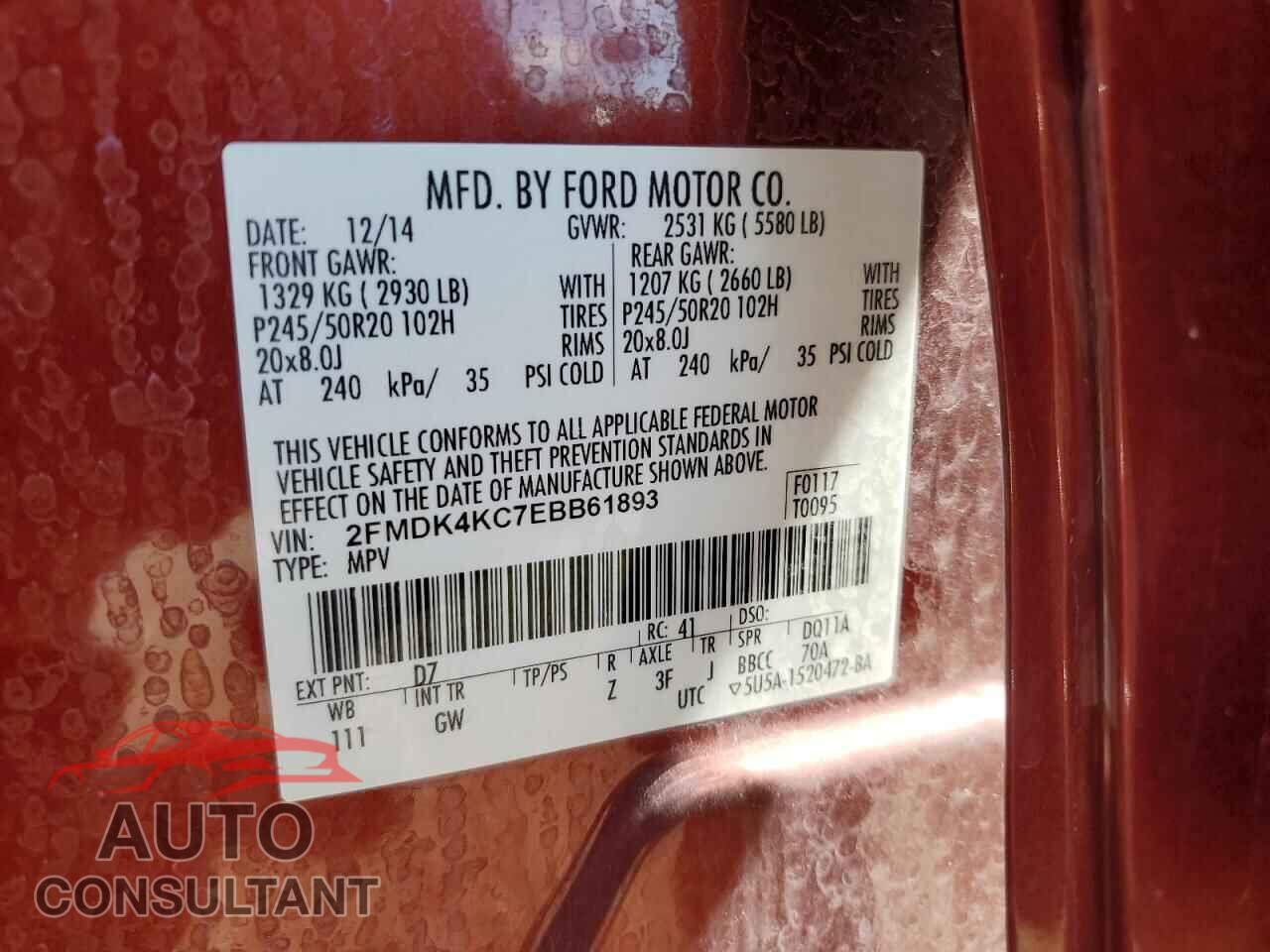 FORD EDGE 2014 - 2FMDK4KC7EBB61893
