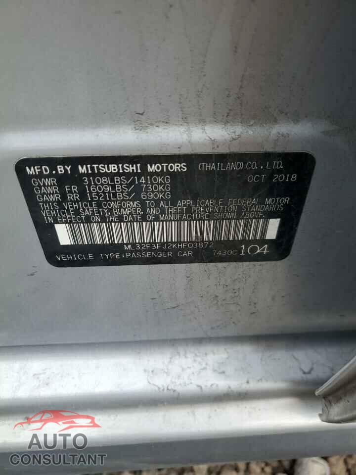 MITSUBISHI MIRAGE 2019 - ML32F3FJ2KHF03872