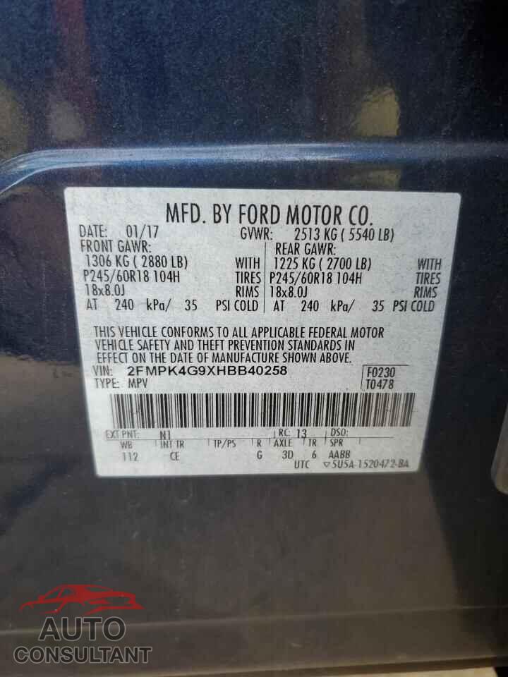 FORD EDGE 2017 - 2FMPK4G9XHBB40258