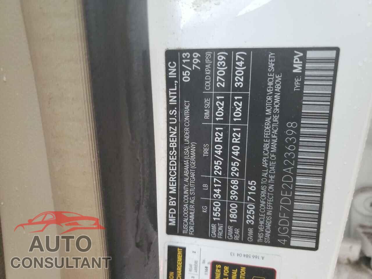 MERCEDES-BENZ GL-CLASS 2013 - 4JGDF7DE2DA236398