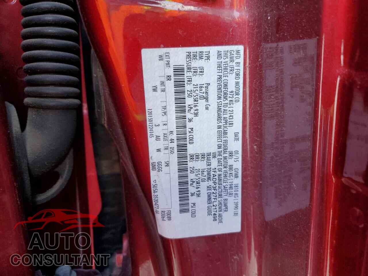 FORD FOCUS 2015 - 1FADP3F27FL217498