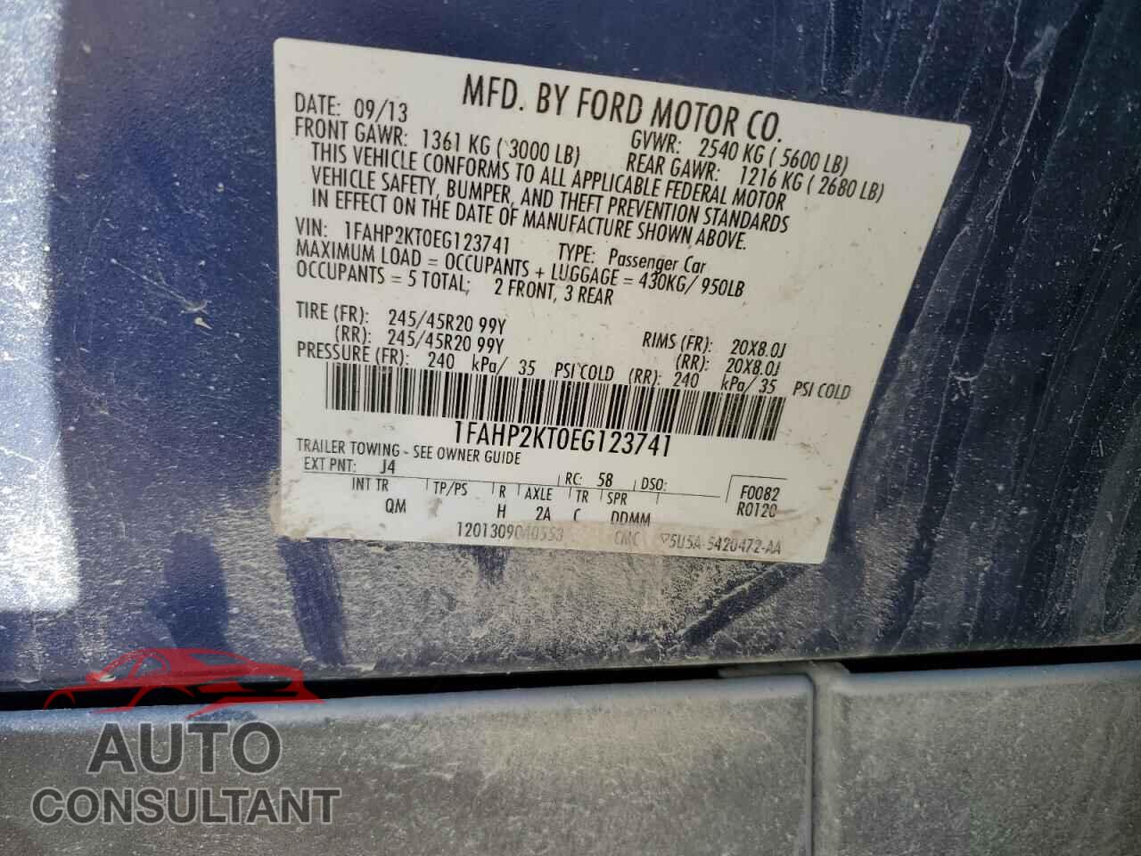 FORD TAURUS 2014 - 1FAHP2KT0EG123741