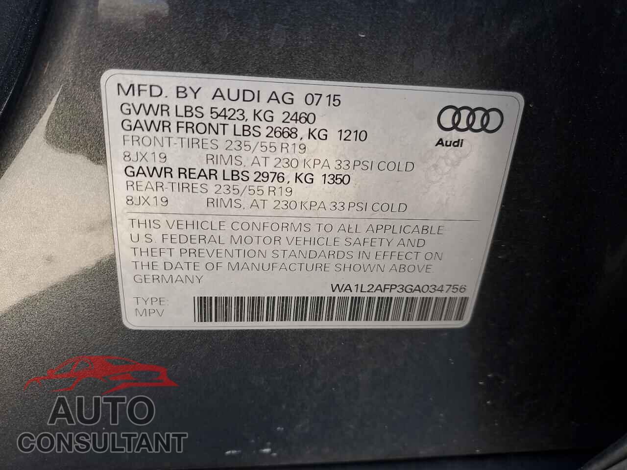 AUDI Q5 2016 - WA1L2AFP3GA034756