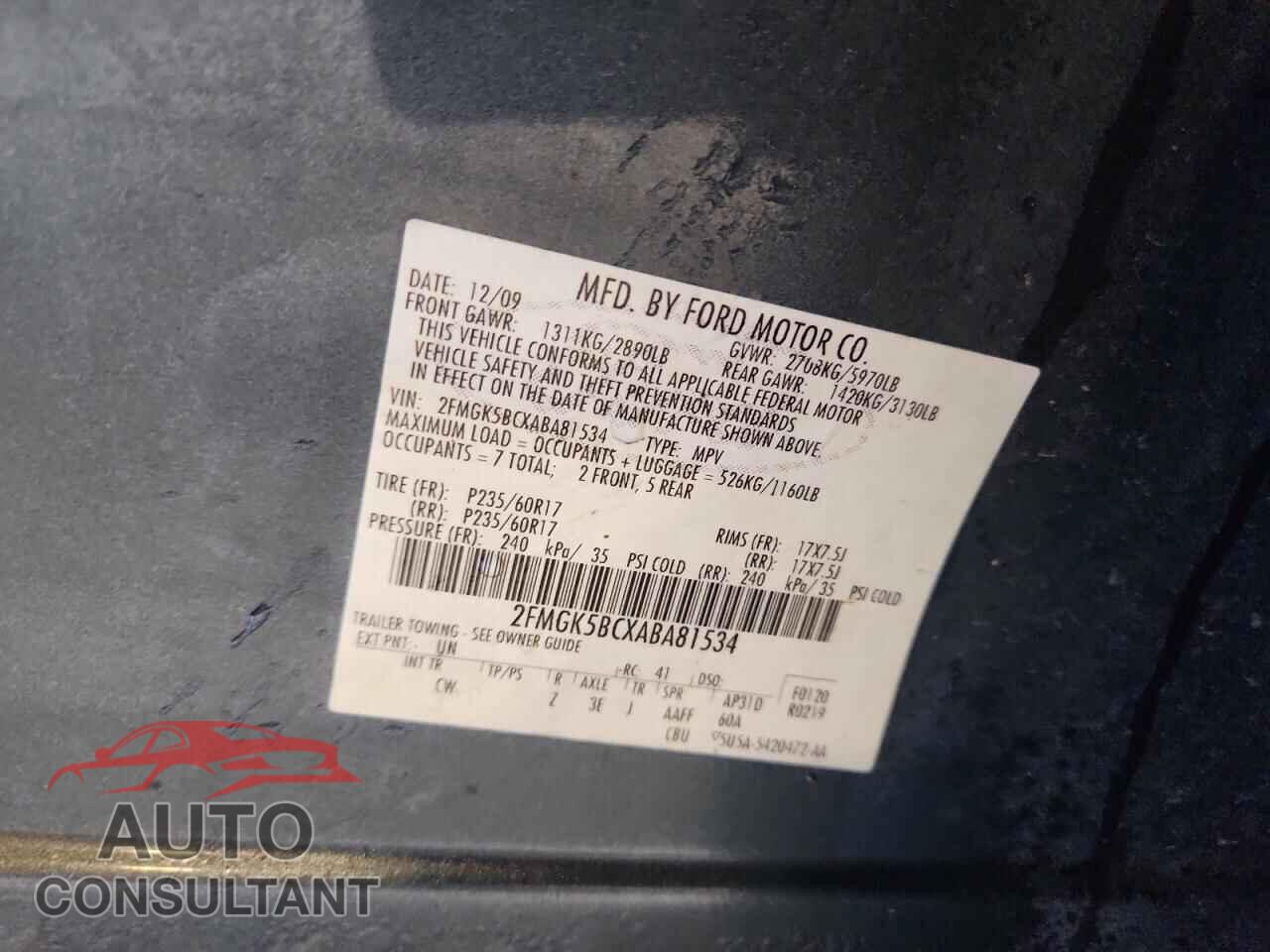 FORD FLEX 2010 - 2FMGK5BCXABA81534