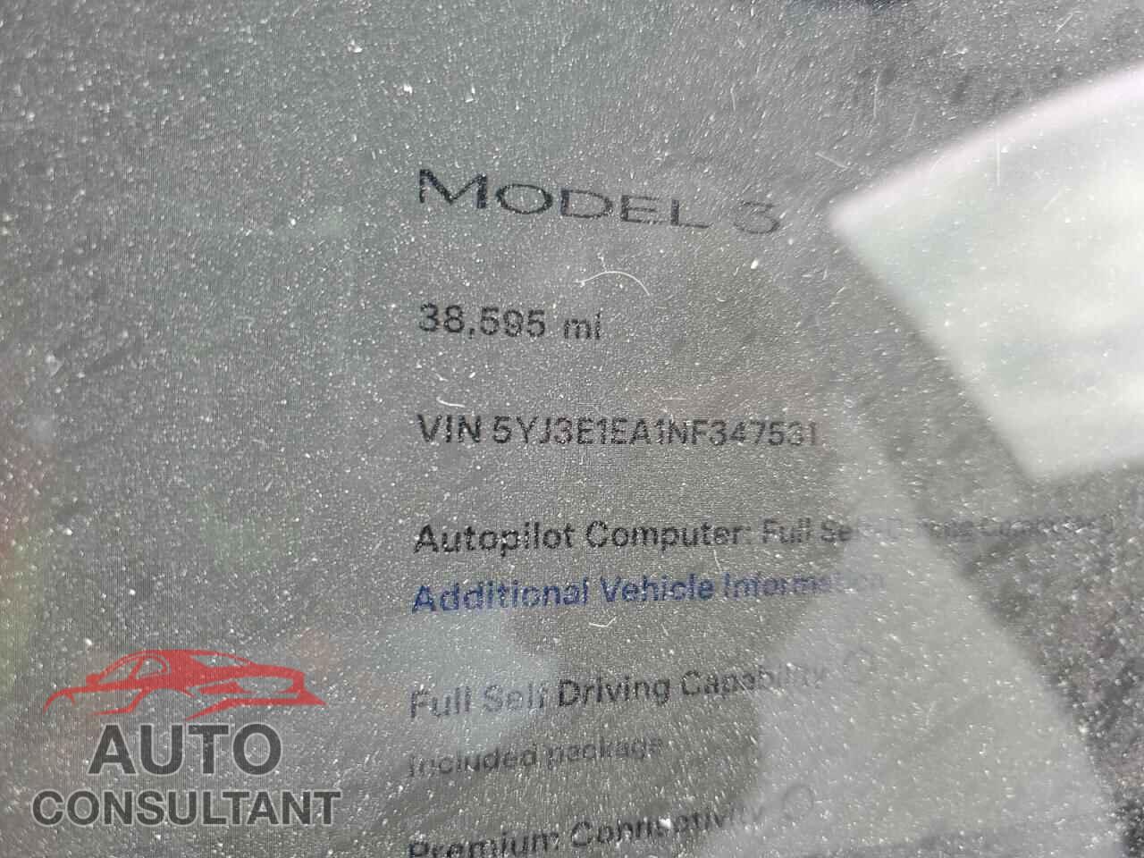 TESLA MODEL 3 2022 - 5YJ3E1EA1NF347531