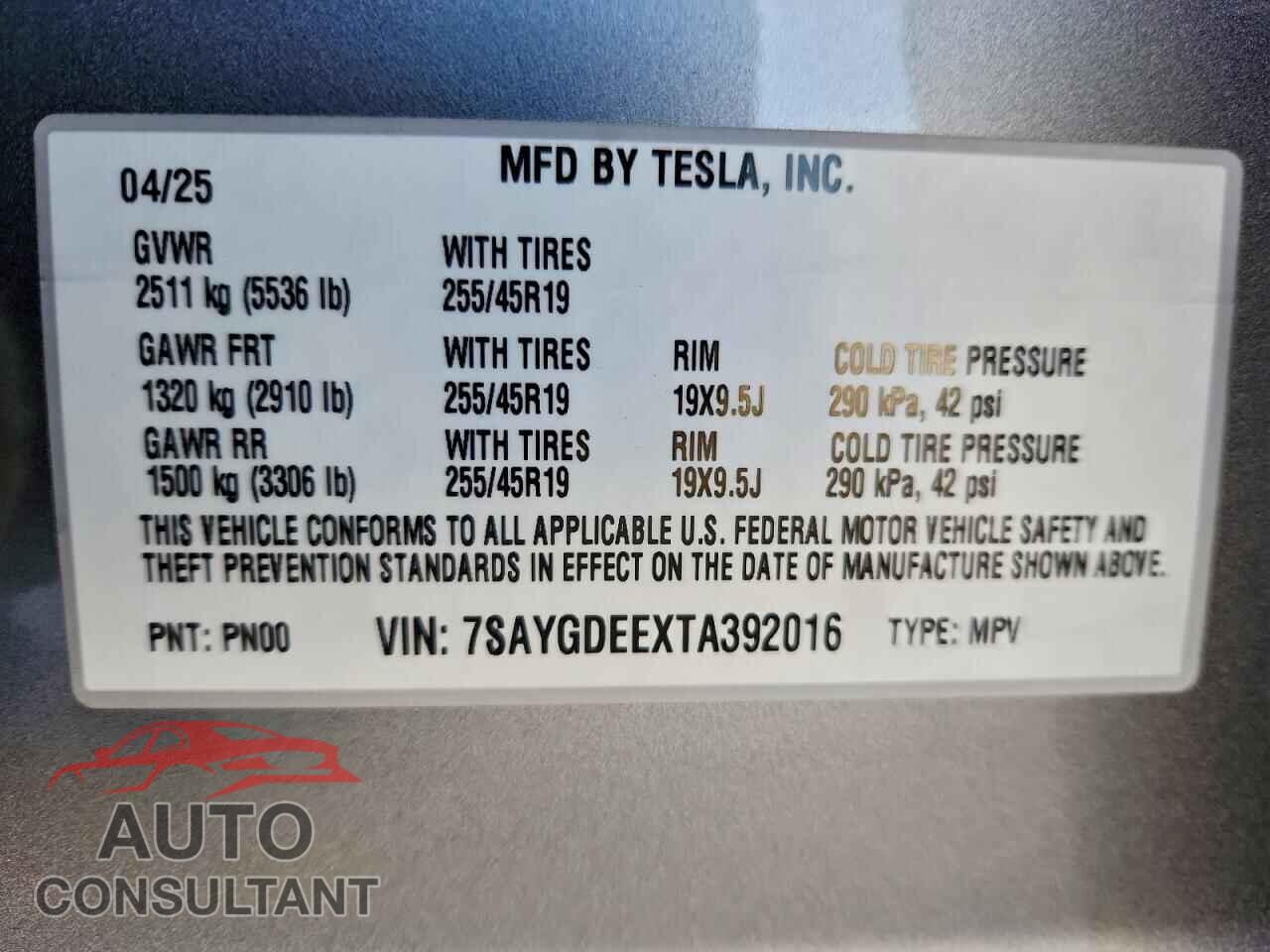 TESLA MODEL Y 2026 - 7SAYGDEEXTA392016