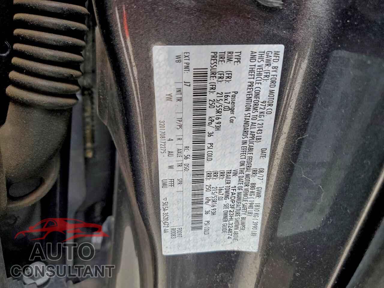 FORD FOCUS 2017 - 1FADP3F23HL324874
