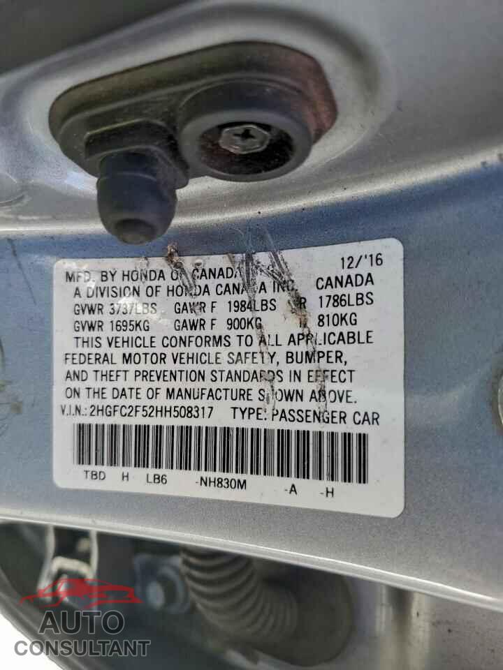 HONDA CIVIC 2017 - 2HGFC2F52HH508317