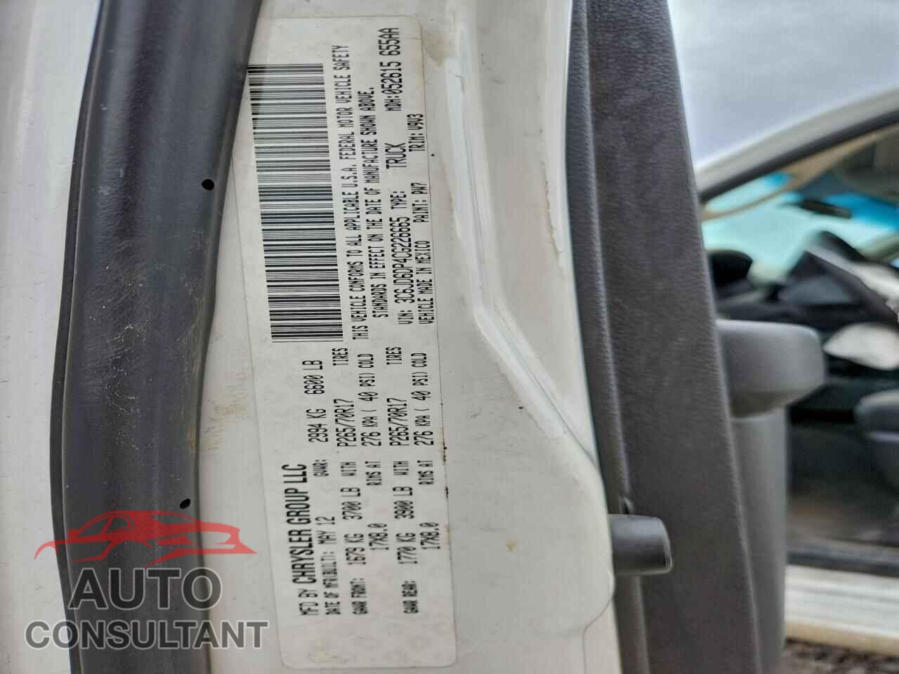 DODGE RAM 1500 2012 - 3C6JD6DP4CG226665