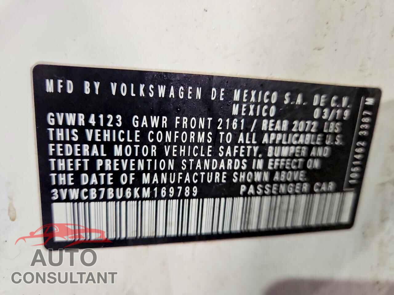 VOLKSWAGEN JETTA 2019 - 3VWCB7BU6KM169789