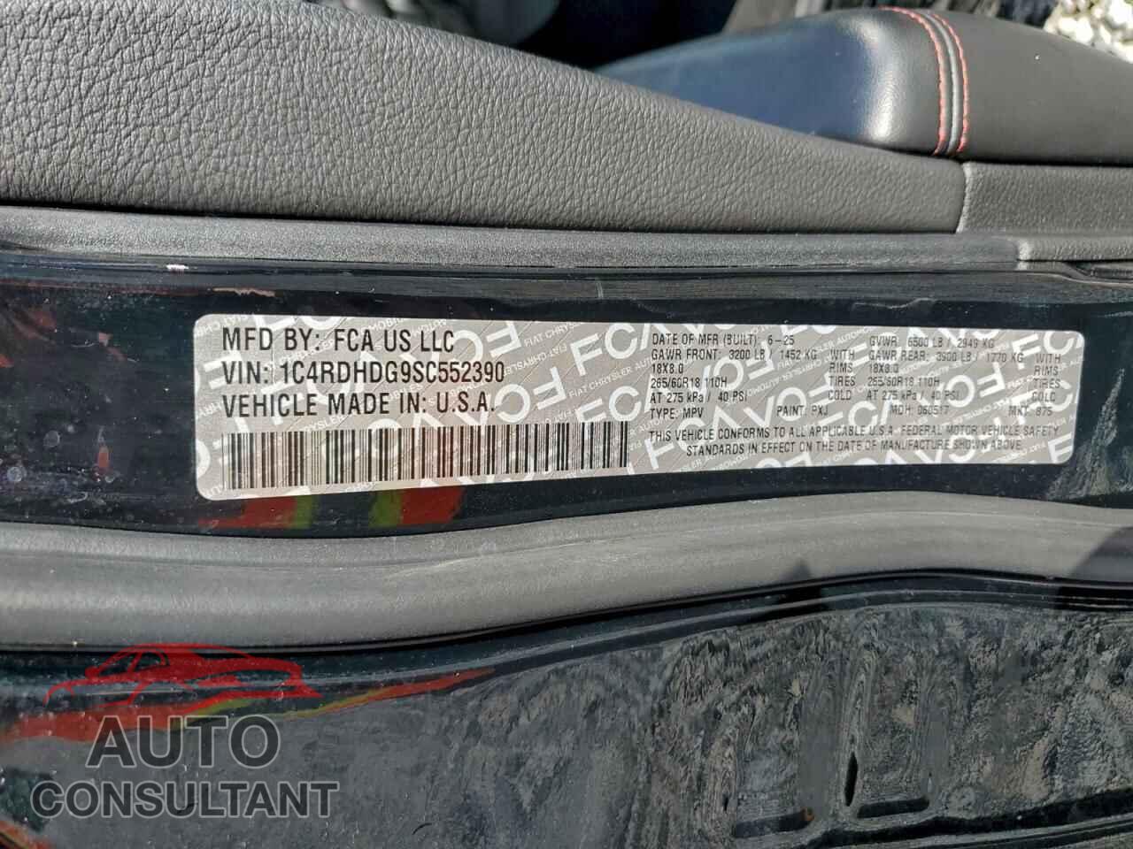 DODGE DURANGO 2025 - 1C4RDHDG9SC552390