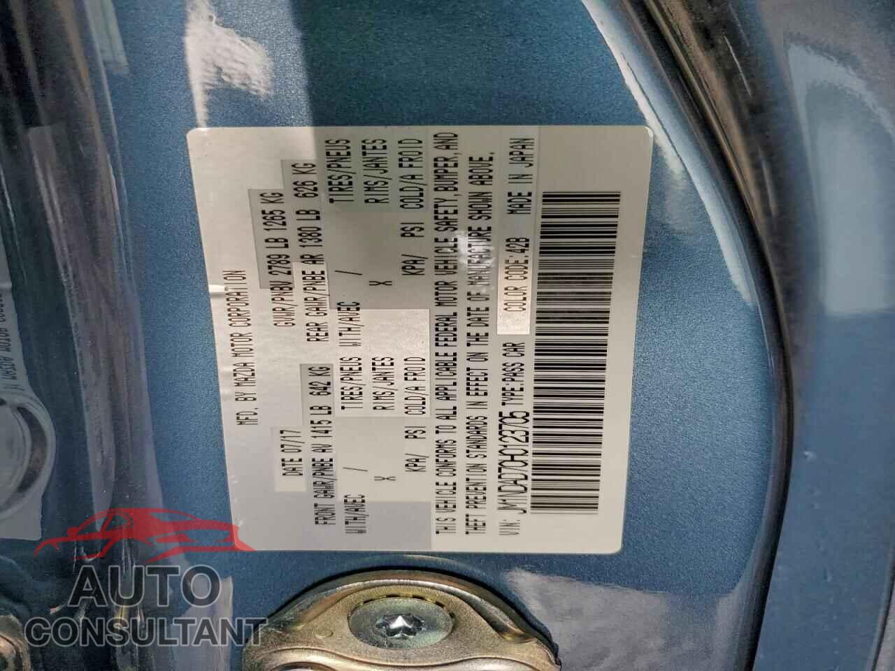 MAZDA MX5 2017 - JM1NDAD70H0123705