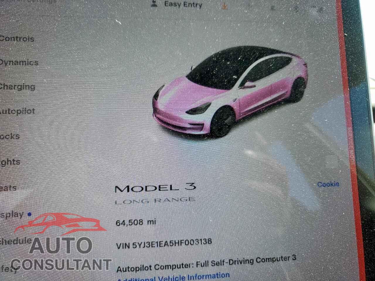 TESLA MODEL 3 2017 - 5YJ3E1EA5HF003138