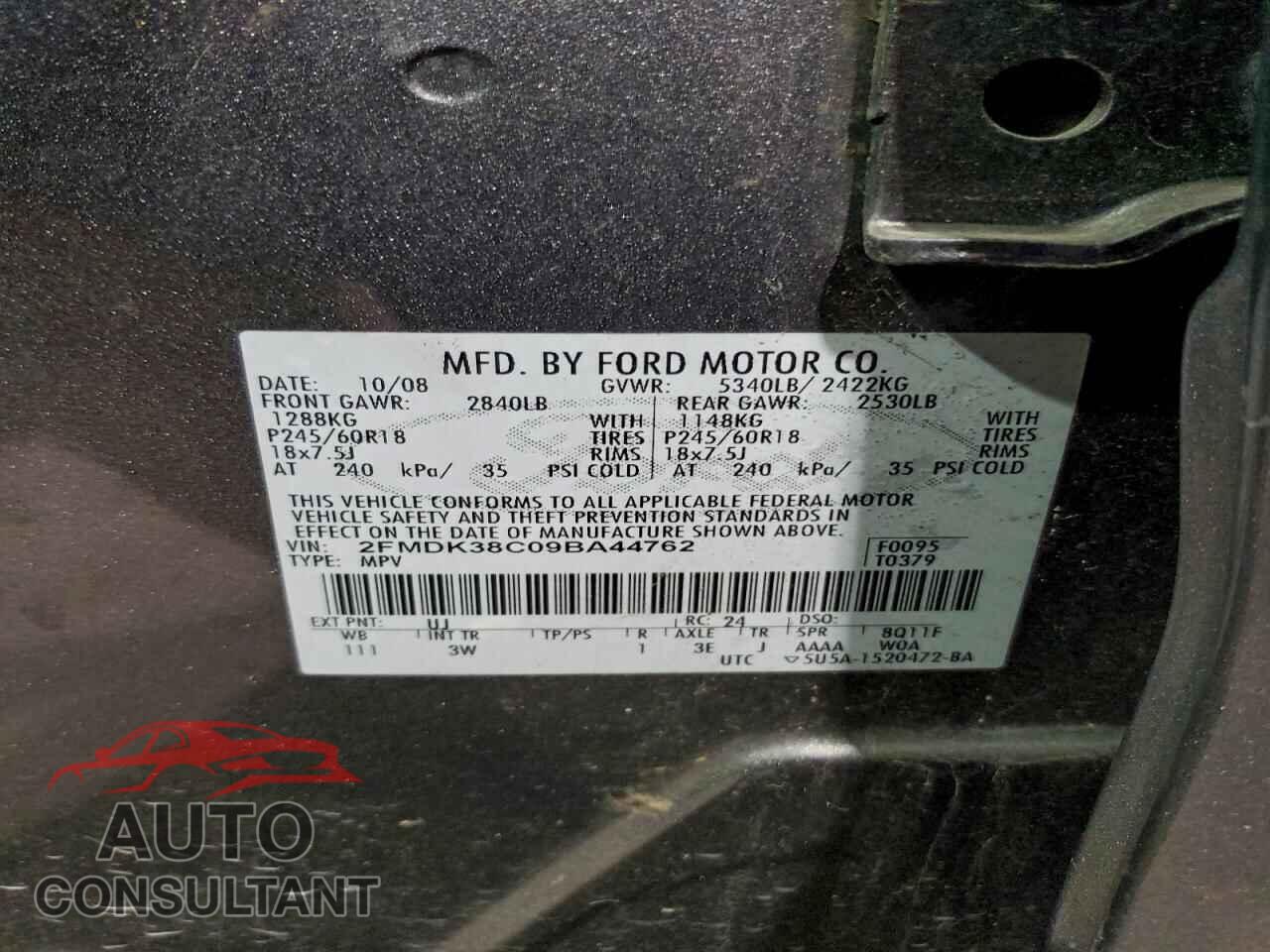FORD EDGE 2009 - 2FMDK38C09BA44762