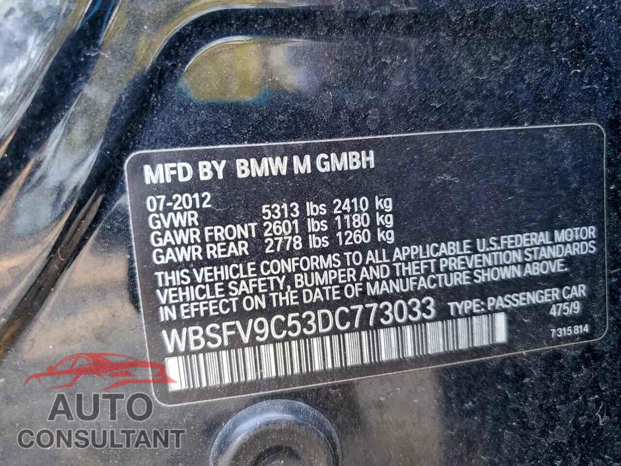 BMW M5 2013 - WBSFV9C53DC773033