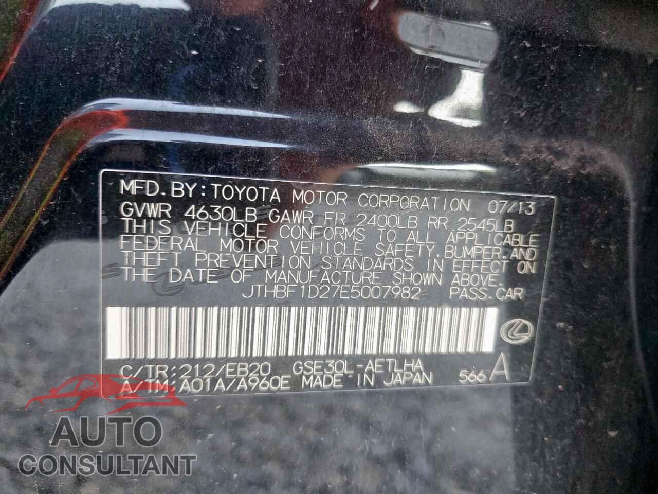 LEXUS IS 2014 - JTHBF1D27E5007982