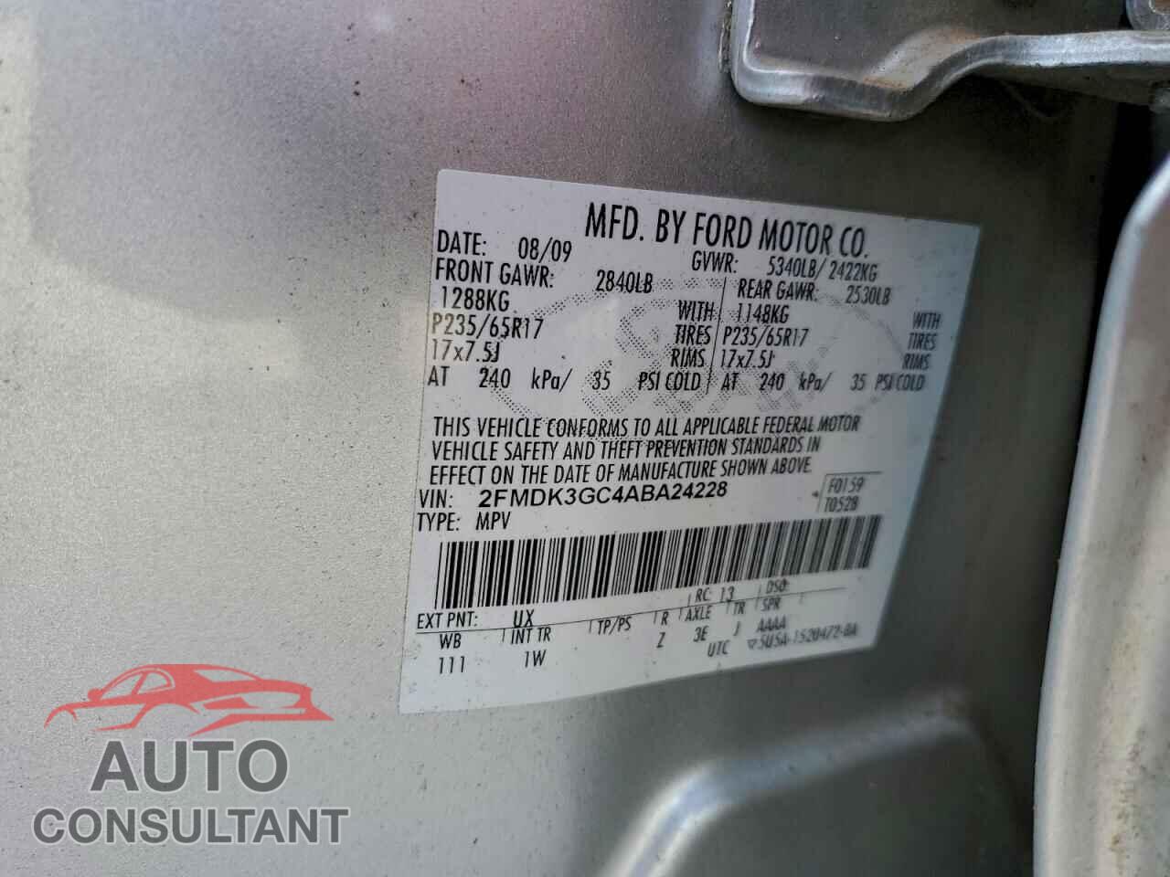 FORD EDGE 2010 - 2FMDK3GC4ABA24228