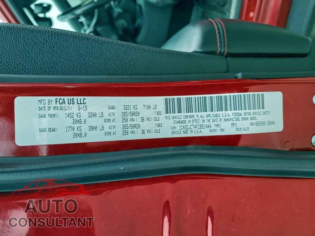DODGE DURANGO 2015 - 1C4SDJCT4FC851444