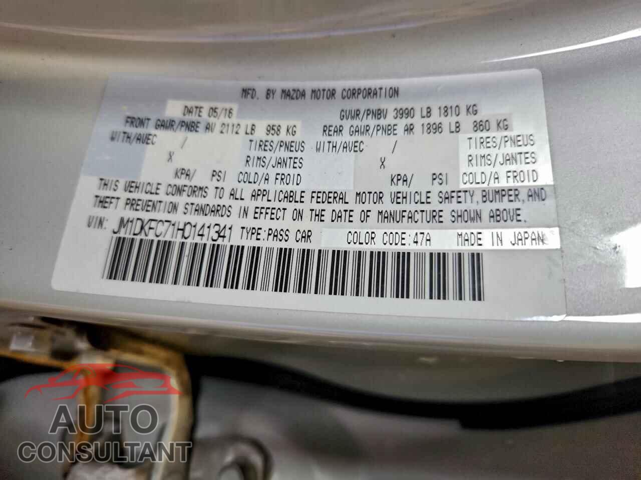 MAZDA CX-3 2017 - JM1DKFC71H0141341