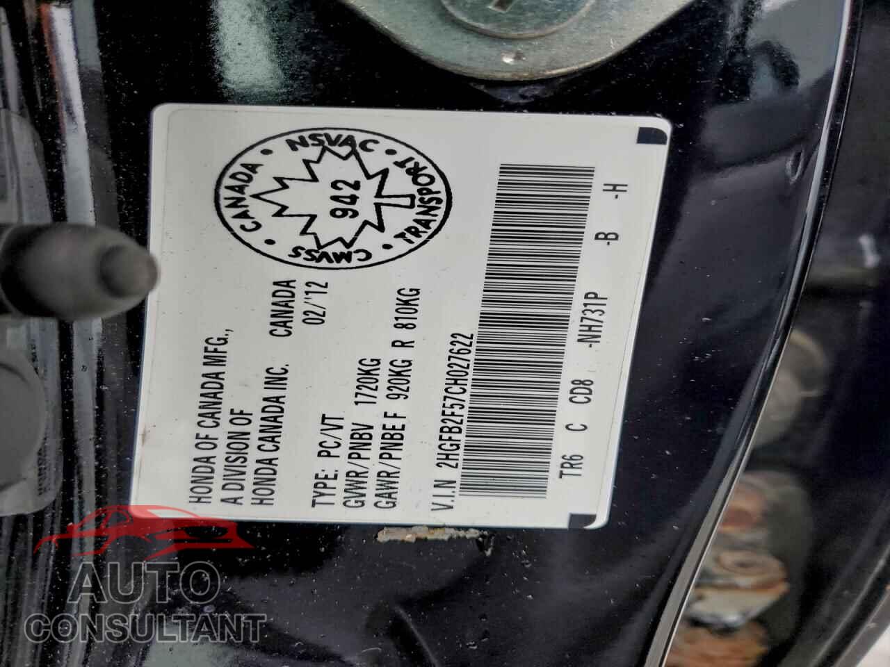 HONDA CIVIC 2012 - 2HGFB2F57CH027622