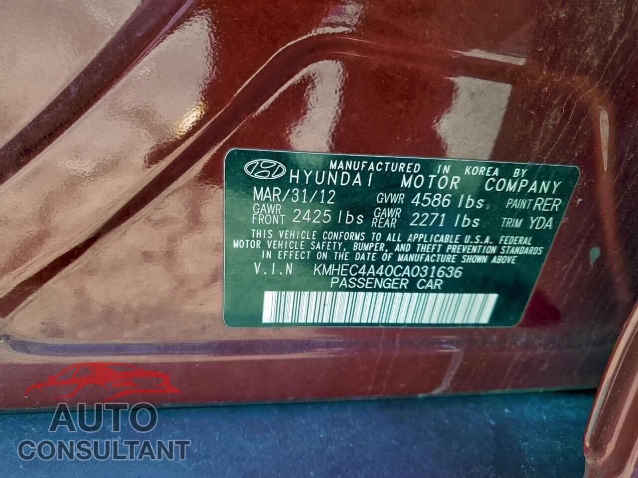 HYUNDAI SONATA 2012 - KMHEC4A40CA031636