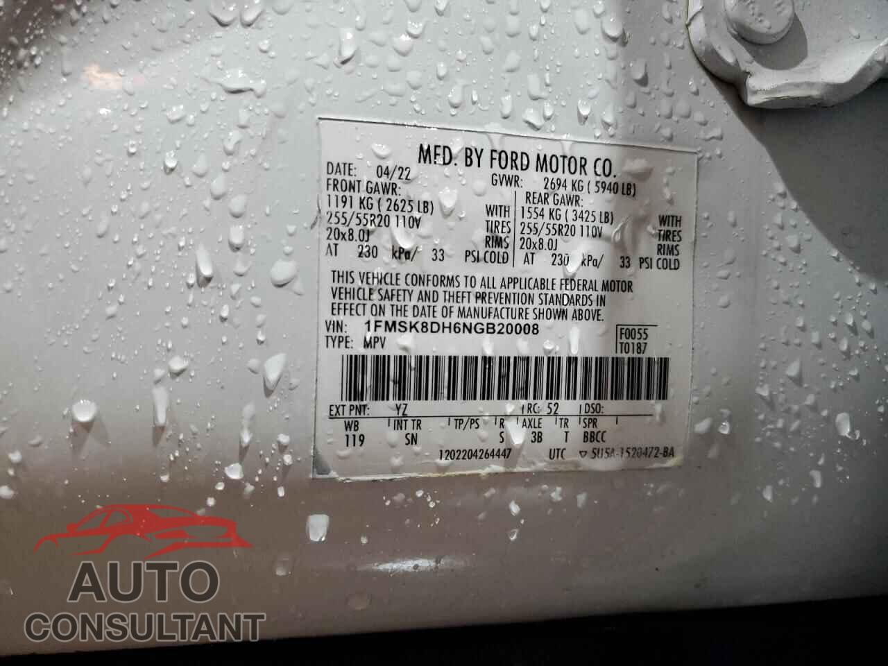 FORD EXPLORER 2022 - 1FMSK8DH6NGB20008