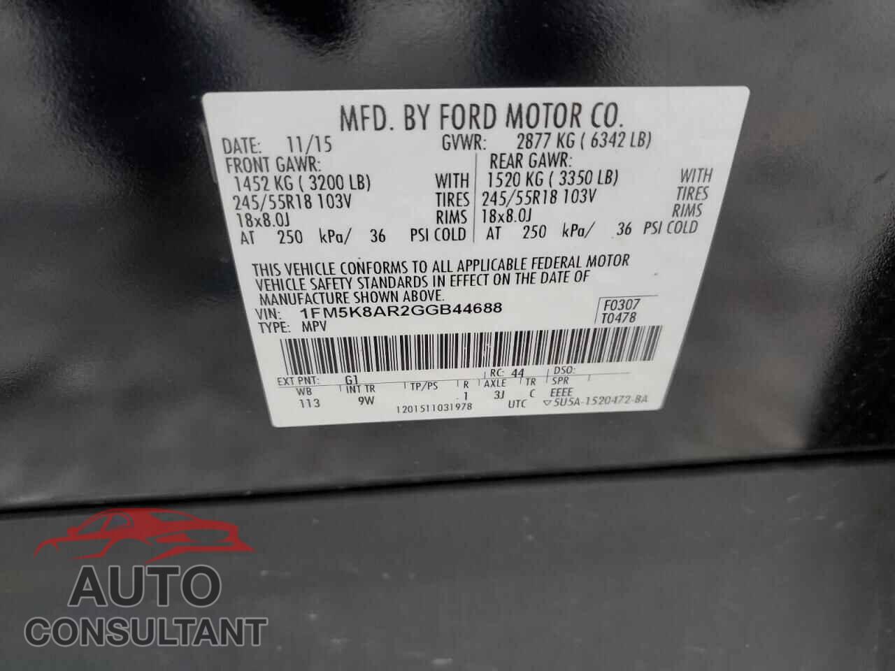FORD EXPLORER 2016 - 1FM5K8AR2GGB44688