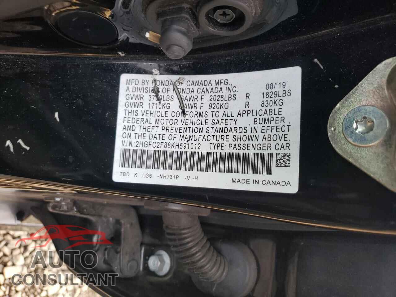 HONDA CIVIC 2019 - 2HGFC2F88KH591012