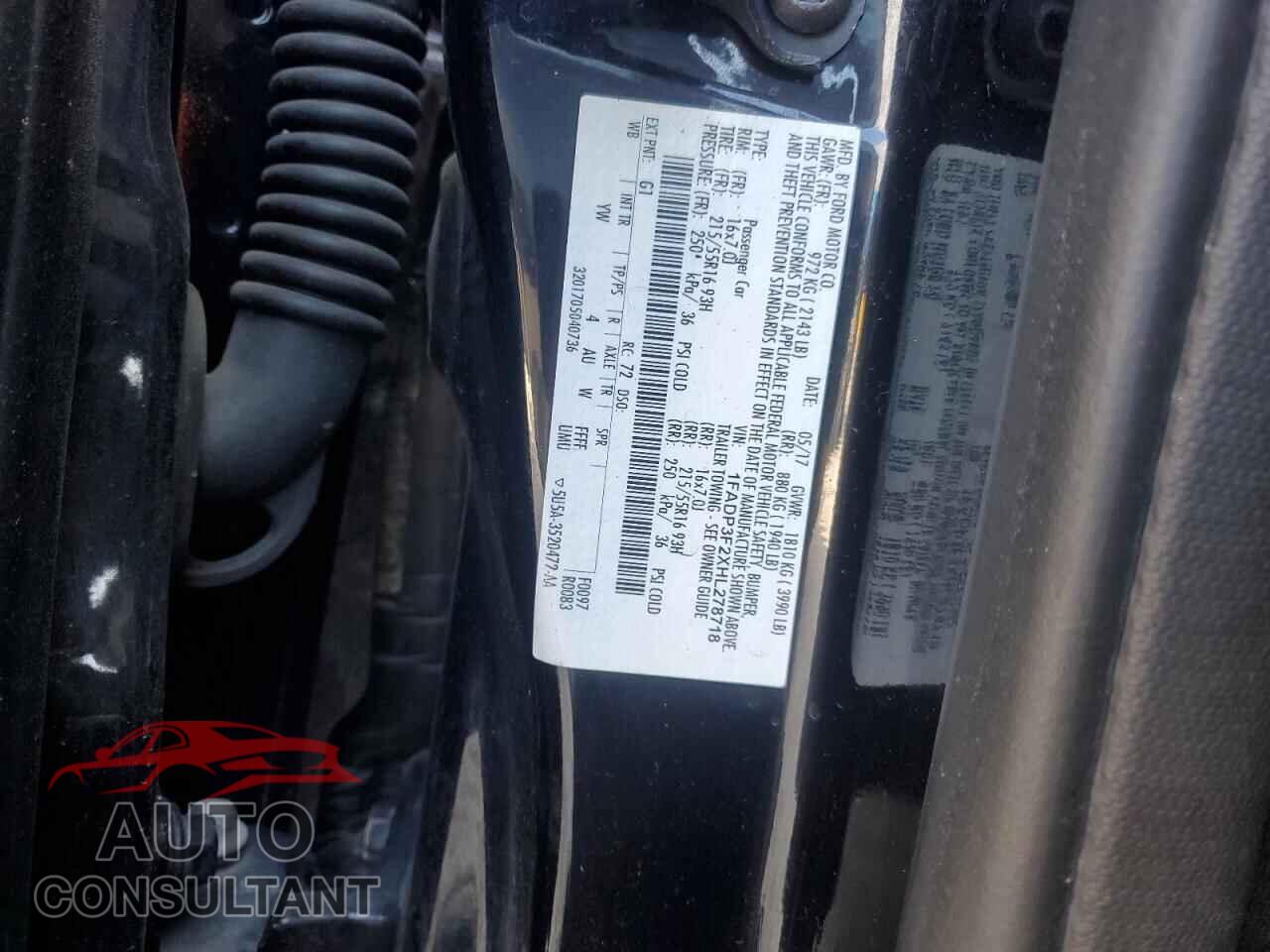 FORD FOCUS 2017 - 1FADP3F2XHL278718